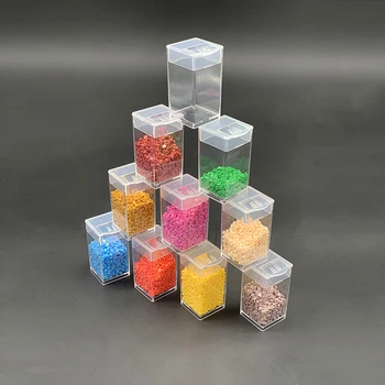Новая квадратная коробка для бисера, расписанная бриллиантами, с крышкой, Прозрачная коробка для хранения страз, бисер для вышивания, практичный контейнер для дома для ногтей