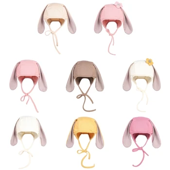 Обновленная детская шапочка с длинными заячьими ушками для девочек и мальчиков, милые шапочки для новорожденных, детская шапочка