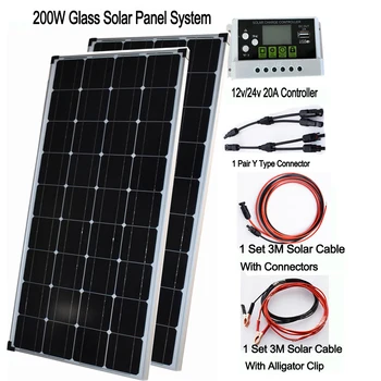 Полный комплект стеклянной солнечной панели мощностью 200 Вт, 36шт 3,3 Вт/солнечная батарея Мощная мощность 25 Лет гарантии качества