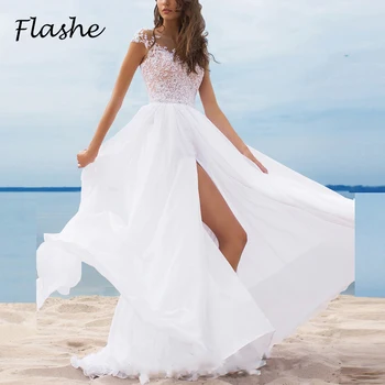 Элегантное вечернее платье Белое с коротким рукавом Кружевное Лоскутное Длинное платье без застежки с открытой спиной Женские Летние свадебные платья