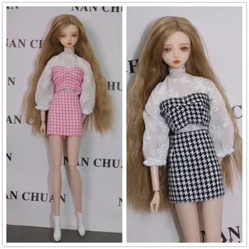 Комплект одежды в розовую сетку / белая кружевная футболка + топ + юбка / кукольное платье 30 см, одежда для 1/6 Xinyi FR ST Куклы Барби