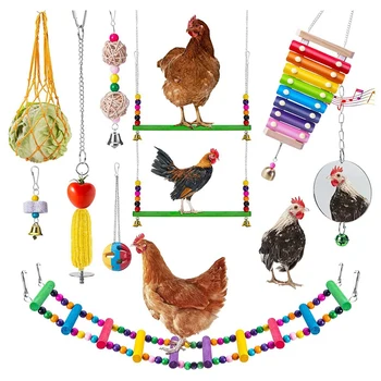 Куриные игрушки для кур, игрушка-куриный ксилофон, Игрушки-качели для моста, Игрушки-клюшки для цыплят, игрушки-зеркала для цыплят