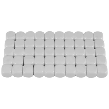 50 упаковок 16-миллиметровых белых пустых кубиков, акриловые кубики округлой формы D6 для игр, вечеринок, веселья, наклеек своими руками и обучения математике
