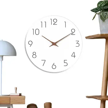 10-дюймовые Декоративные часы Белые Современные настенные часы с батарейным питанием Бесшумные часы из МДФ для домашнего офиса, декора гостиной