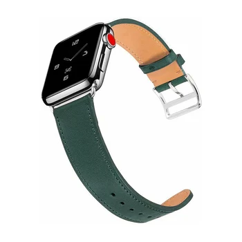 Темно-Зеленый Кожаный Ремешок С Петлей Для Apple Watch Series 4 5 44 мм 40 мм Ремешок для часов Single Tour iWatch 42 мм 38 мм Ремешок Браслет