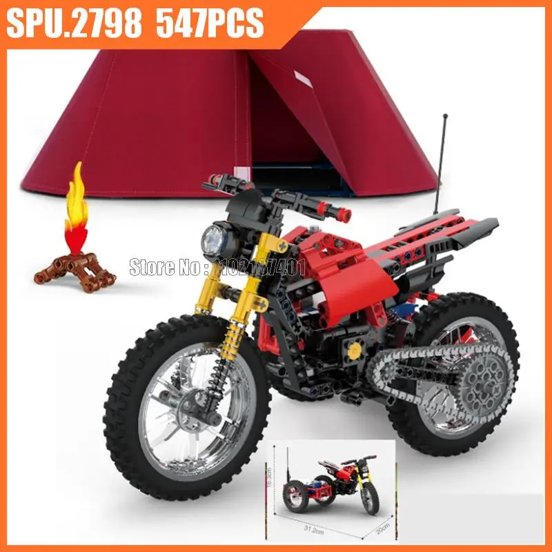 50001 547шт Техническая палатка Кемпинг Мотоцикл трехколесный велосипед Строительные блоки игрушечный кирпич Изображение 0