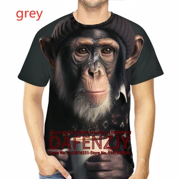 Мужская повседневная модная футболка с 3D принтом животных, свободный круглый вырез, футболки с коротким рукавом, мужская одежда