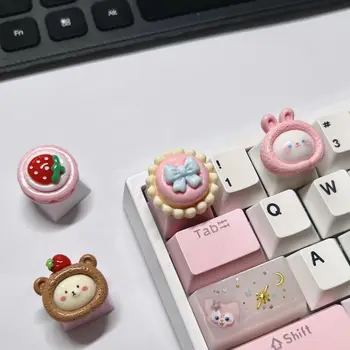 Розовый колпачок для ключей Cute Cake Macaron Key Caps для механической клавиатуры с поперечным валом, индивидуальный колпачок для ключей oem R4 keycaps