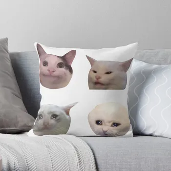 Набор наклеек с изображением кошек-мемов, подушка для домашнего декора