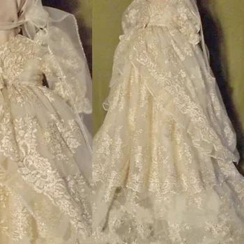 Платье с цветочным узором для девочек, свадебное платье принцессы из белого тюля для малышей, платье для крещения девочек, платье на День рождения