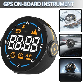 Автомобильный HUD-дисплей, цифровой GPS-спидометр, измеритель скорости крупным шрифтом, миль/ч/км Для всех автомобилей, Подключи и играй, автоаксессуары
