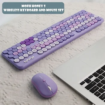 Новый набор портативных беспроводных клавиатуры и мыши MOFII Honey S Slim Honeycomb 2.4G для настольных компьютеров, ПК, ноутбуков, клавиатура и мышь для ноутбуков