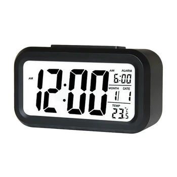 Умные цифровые часы Многофункциональный электронный будильник с ночником Термометр Гигрометр Таймер тихого повтора Настольные часы