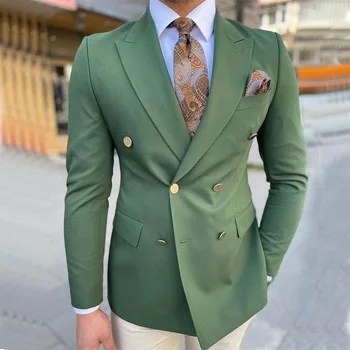 Мужские костюмы Hunter Green, отдельный двубортный блейзер с остроконечным лацканом, смокинги, свадебный костюм жениха, только одно пальто