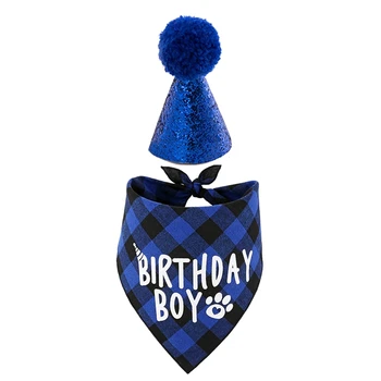 Принадлежности для празднования Дня рождения собаки, шапочка для дня рождения питомца и бандана для дня рождения мальчика-собачки