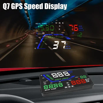 Головной Дисплей Автомобильный HUD-Дисплей Предупреждение О Превышении Скорости Универсальный Проектор Лобового Стекла Q7 GPS Цифровые Часы 5,5 