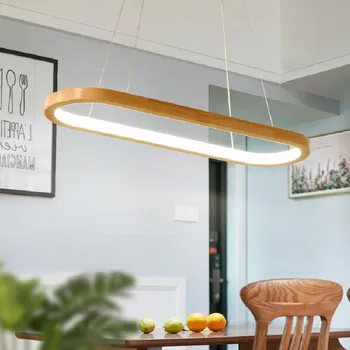 Светодиодный подвесной светильник из массива дерева в скандинавском стиле ресторан простой креативный бар столовая Светильник с длинной полосой света