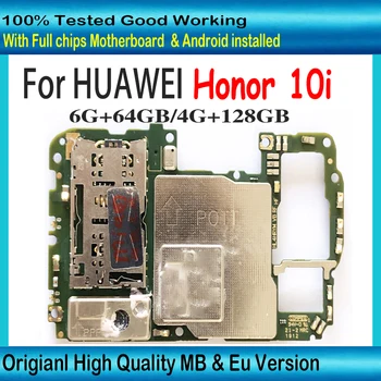 64 ГБ 128 ГБ Для HuaWei Honor 10 i 10i Материнская плата Оригинальная Для HuaWei Honor 10 i Разблокированная Логическая Плата Android Система Полностью Рабочая