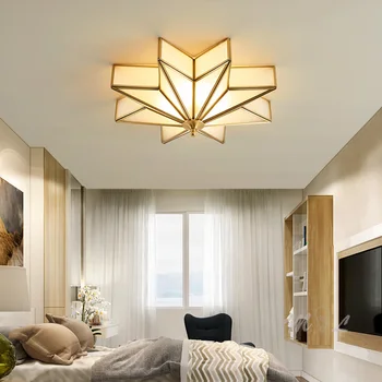 Потолочные подвесные светильники Nordic All Copper Потолочные светильники Golden Star Роскошное Потолочное покрытие для гостиной Потолочный светильник