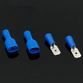 25 пар 6,3 мм синих электрических обжимных клеммных разъемов с внутренней/ наружной изоляцией лопатой