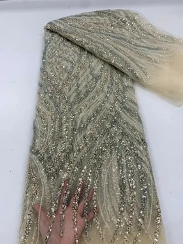 кружевная вышитая бисером свадебная одежда высокой моды из ткани с блестками 2023 года, фиолетовая сетка с вышивкой в белом африканском стиле 2022 года.