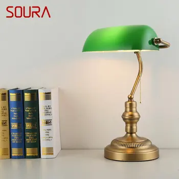Классическая настольная лампа SOURA в стиле ретро Креативный дизайн с выдвижным выключателем, светодиодный стеклянный настольный светильник, модный декор для дома, кабинета, офиса, спальни