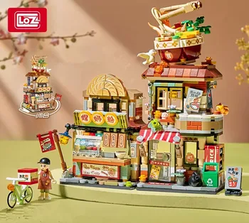 LOZ Строительные блоки Сцена с видом на город магазин чая с лимоном, архитектура розничного магазина, игрушка для сборки, Рождественский подарок для детей и взрослых
