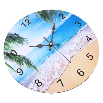 Настенные часы с пляжным пейзажем Подвесной декор Украшают Декорации, разработанные для немого домашнего творчества Цифровые часы