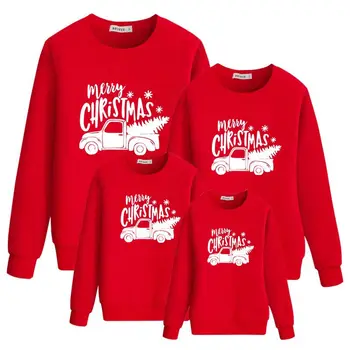 2022 Новые Семейные Рождественские свитера Пижамы для взрослых и детей Одежда для мамы и меня Толстовка Family Look Семейные комплекты Baby