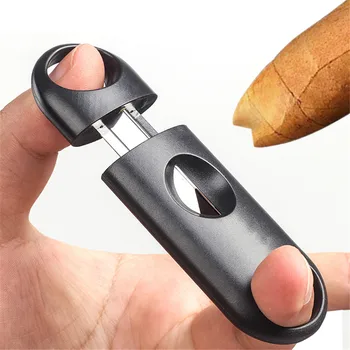 Портативный резак для сигар с двойным лезвием, V-образный резак для сигар из нержавеющей стали, Пластиковый нож для резки сигар, аксессуары для курения