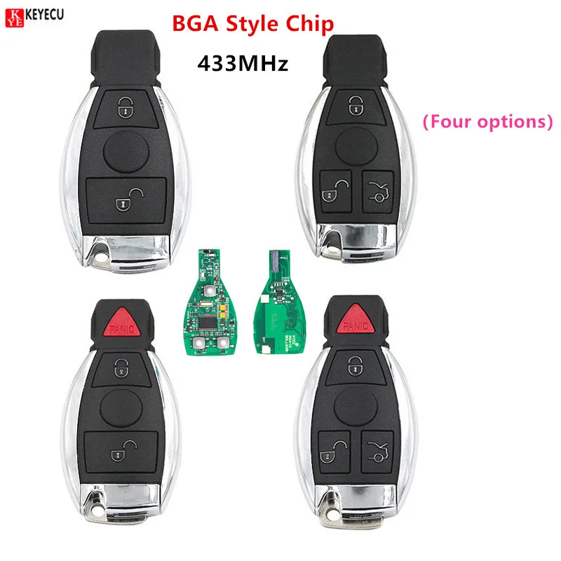 Keyecu 2 Кнопки 2 + 1 кнопка 3 Кнопки 4 Кнопки Smart Remote Автомобильный Ключ BGA Стиль Чип 433 МГц для Mercedes Benz 2000 + Изображение 0
