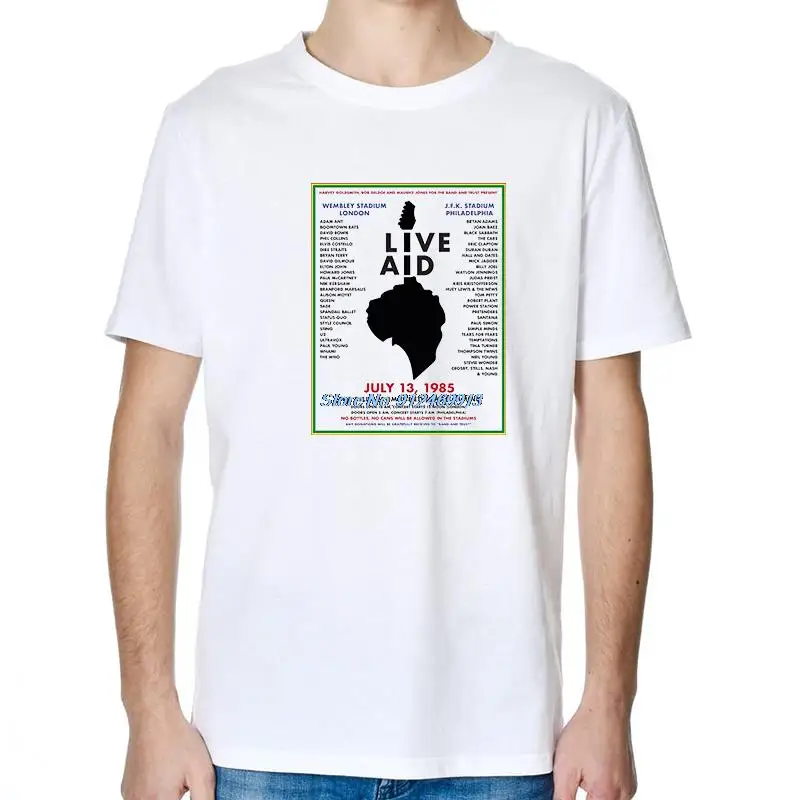 Live Aid Queen The Who футболки с рисунком Клэптона, топы, футболки с коротким рукавом, уличная одежда в стиле Харадзюку, Летняя мужская одежда Изображение 1