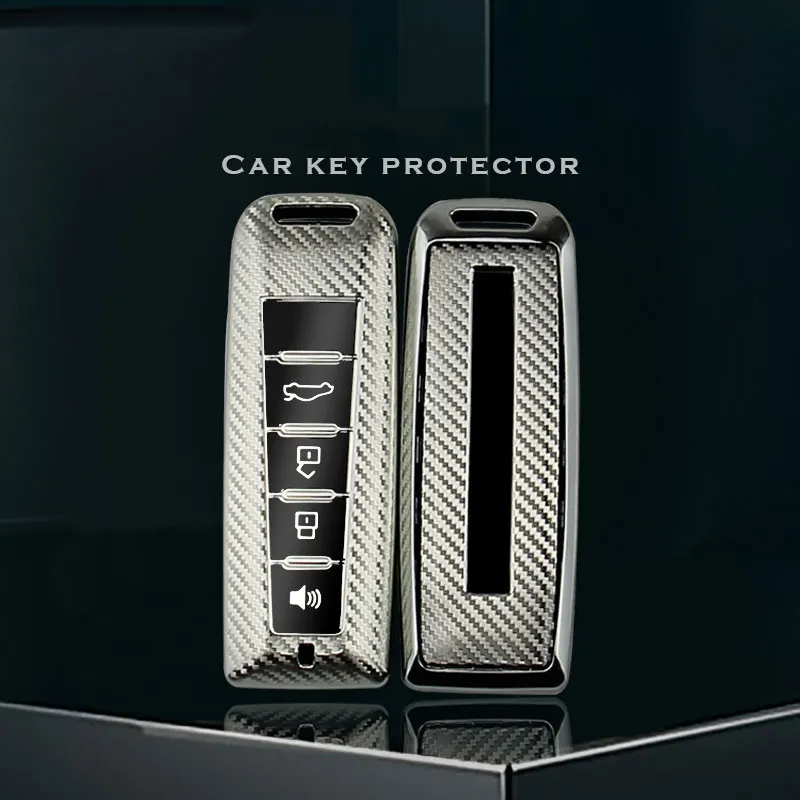 TPU Carbon Fiber Car Smart Key Cover Чехол Сумка Shell Protector Брелок для ключей Great Wall Wey A1 A3 A4 A5 A7 A8 C6 R8 P8 Q7 VV6 VV7 Изображение 4