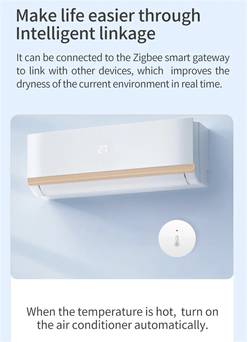 Tuya Smart ZigBee 3.0 Датчик температуры и влажности Smart Scene Security в режиме реального времени Работает с приложением Smart Life Alexa Google Home Изображение 4