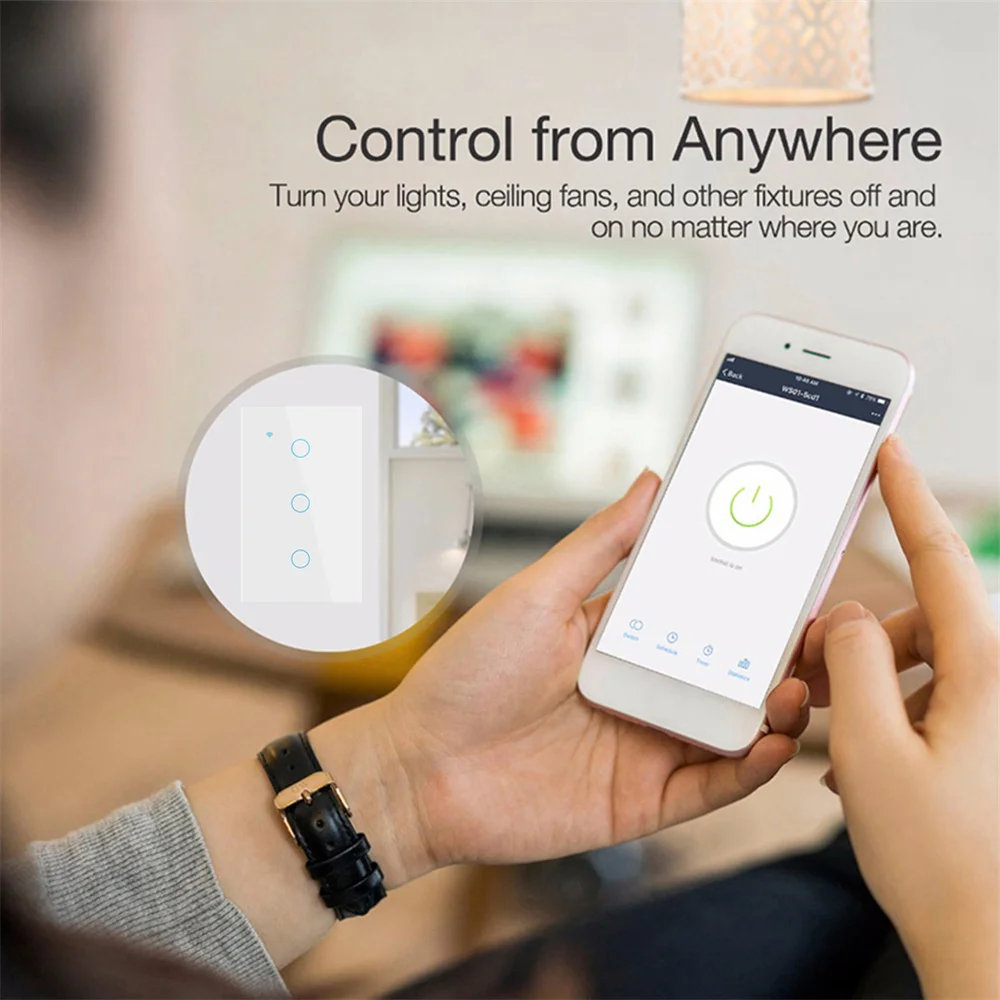 WiFi Умный выключатель света Сенсорный настенный выключатель Нужен нейтральный провод Пульт дистанционного управления Tuya Smart Life Работает с Alexa Google Home Яндекс Изображение 3