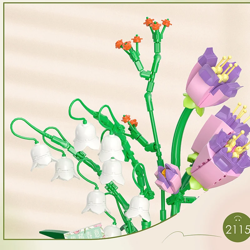 WLtoys 2023 Tulipa Строительные Блоки В Цветочных Горшках 3D Модель Кирпичи DIY Цветы Игрушки Набор на День Святого Валентина Подарок для Девочек взрослых Детей Изображение 3