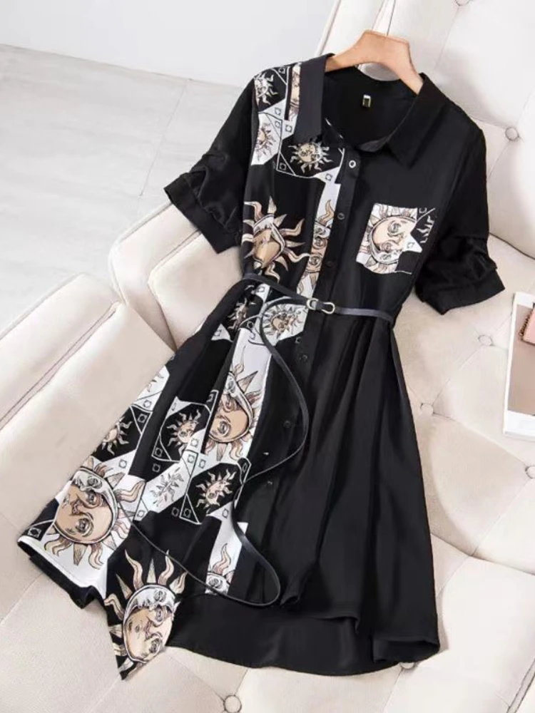 Xgoth Платье-рубашка Большого Размера, Женская мода, Обтягивающий Халат Средней длины, 2023SS, Весна-Осень, Винтажная Сращивающая Тонкая Блузка, Юбка Изображение 2