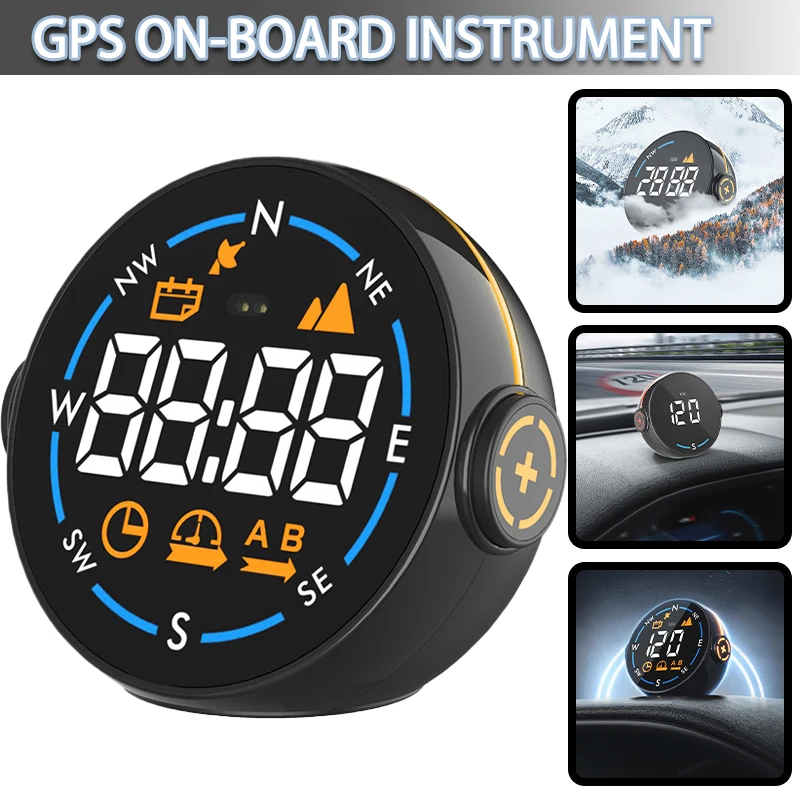 Автомобильный HUD-дисплей, цифровой GPS-спидометр, измеритель скорости крупным шрифтом, миль/ч/км Для всех автомобилей, Подключи и играй, автоаксессуары Изображение 0