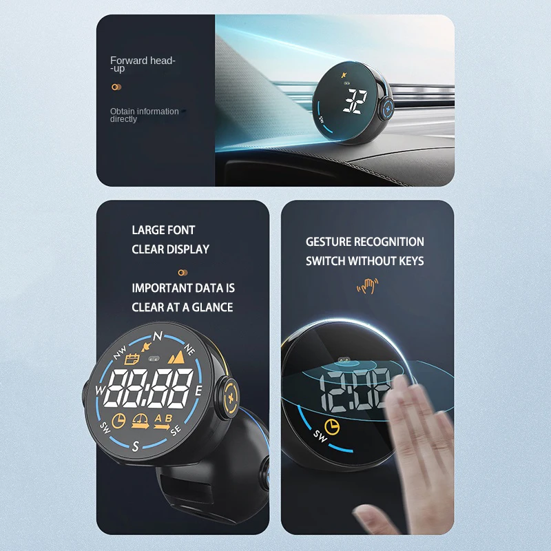 Автомобильный HUD-дисплей, цифровой GPS-спидометр, измеритель скорости крупным шрифтом, миль/ч/км Для всех автомобилей, Подключи и играй, автоаксессуары Изображение 2
