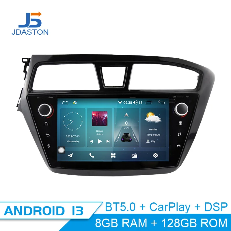 Автомобильный мультимедийный плеер JDASTON Android 13 для HYUNDAI i20 2015 GPS Навигация 2 Din Автомагнитола Аудио Рулевое колесо WIFI Карта RDS Изображение 0