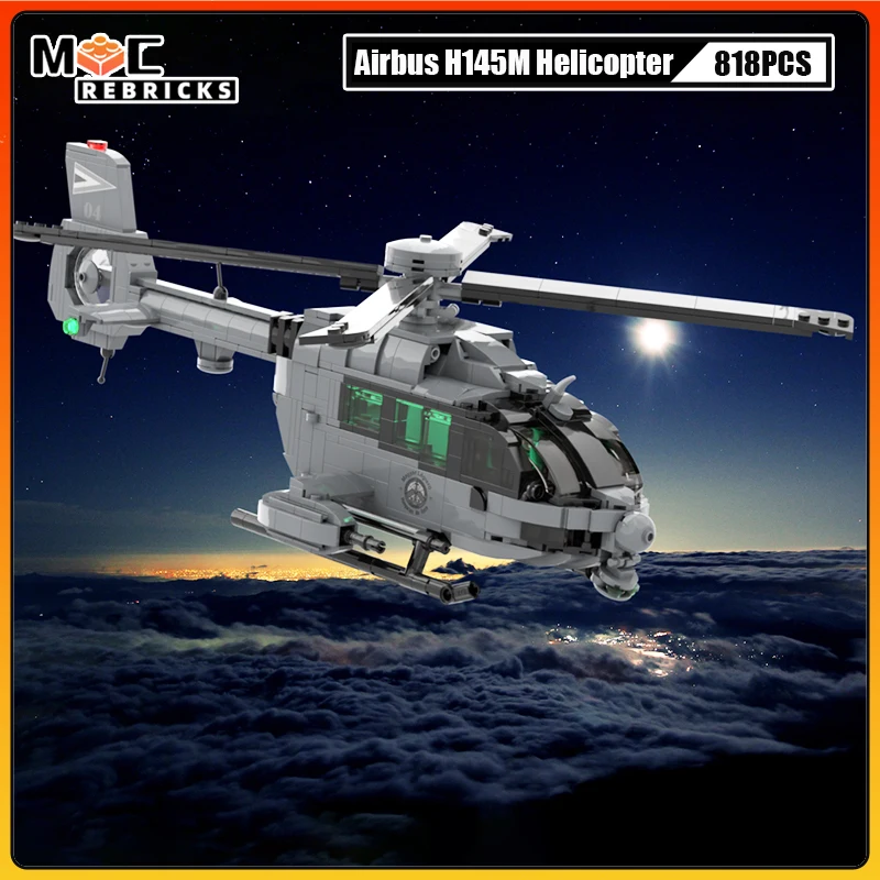 Военная серия Eurocopter H145M Airbus Вертолеты боевой поддержки MOC Строительный блок Модель самолета Кирпичи Игрушки Подарки для детей Изображение 0