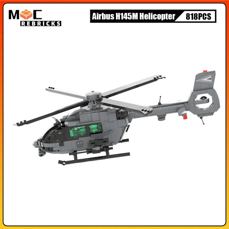 Военная серия Eurocopter H145M Airbus Вертолеты боевой поддержки MOC Строительный блок Модель самолета Кирпичи Игрушки Подарки для детей Изображение 4