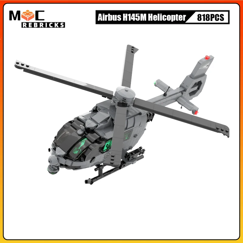 Военная серия Eurocopter H145M Airbus Вертолеты боевой поддержки MOC Строительный блок Модель самолета Кирпичи Игрушки Подарки для детей Изображение 5