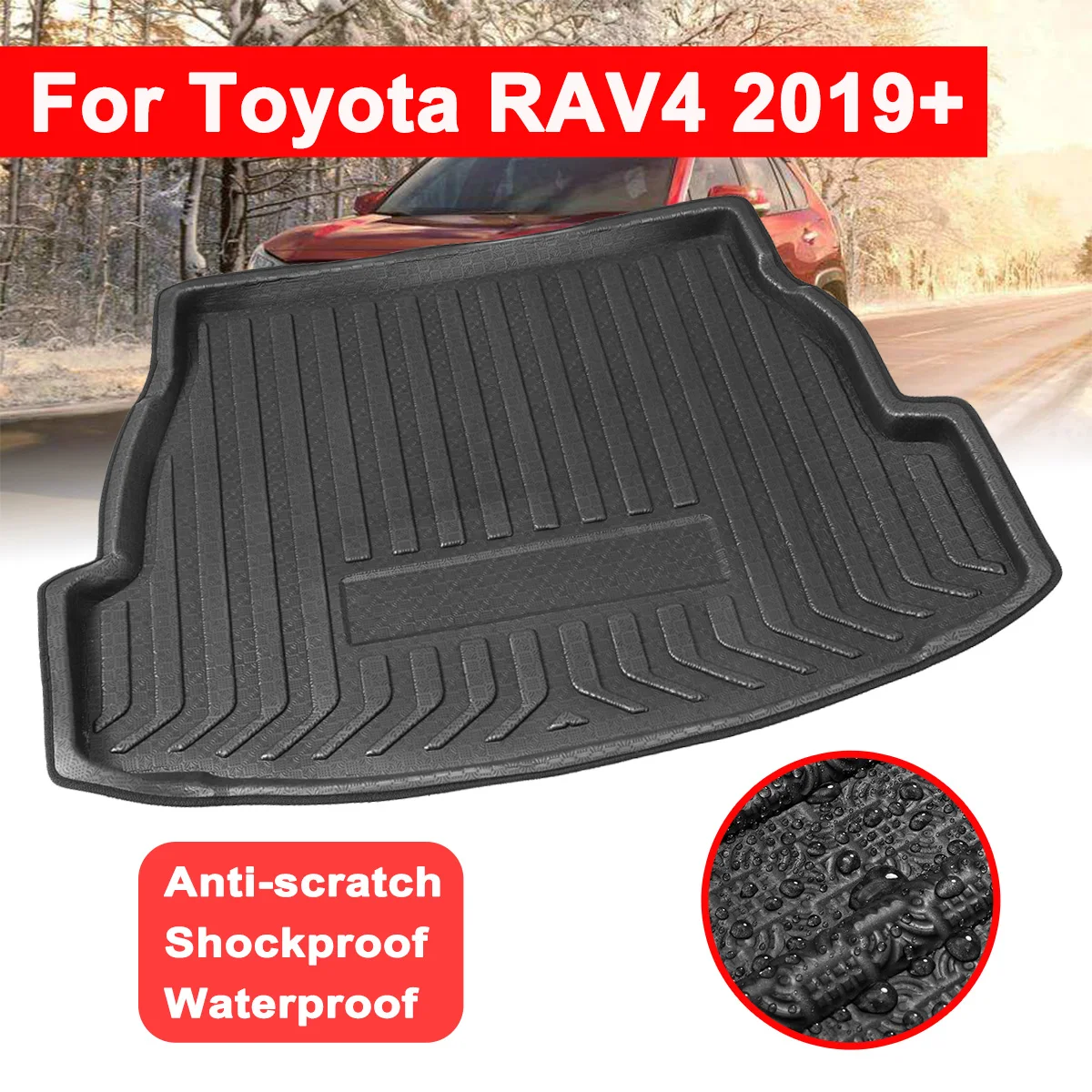 Для Toyota RAV4 2019 + Автомобильный задний багажник, подкладка для багажника, Грузовой коврик, Багажный лоток, Напольный ковер, Защита от грязи, Замена автомобильных аксессуаров Изображение 0