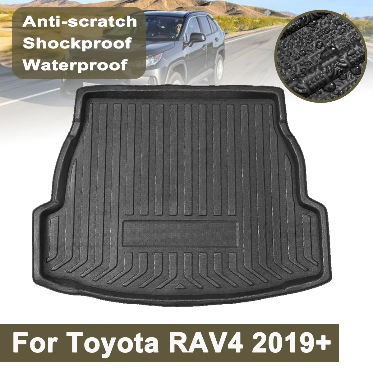 Для Toyota RAV4 2019 + Автомобильный задний багажник, подкладка для багажника, Грузовой коврик, Багажный лоток, Напольный ковер, Защита от грязи, Замена автомобильных аксессуаров Изображение 1