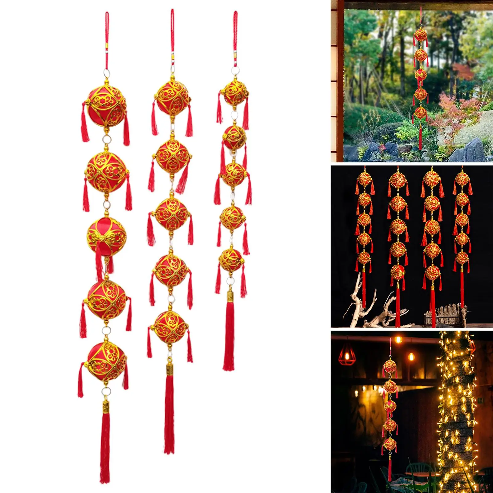 Китайский Счастливый Красный Фонарь Лунный Новый Год Китайский Весенний Фестиваль Висит для Украшения Внутреннего Фестиваля Сада Изображение 2