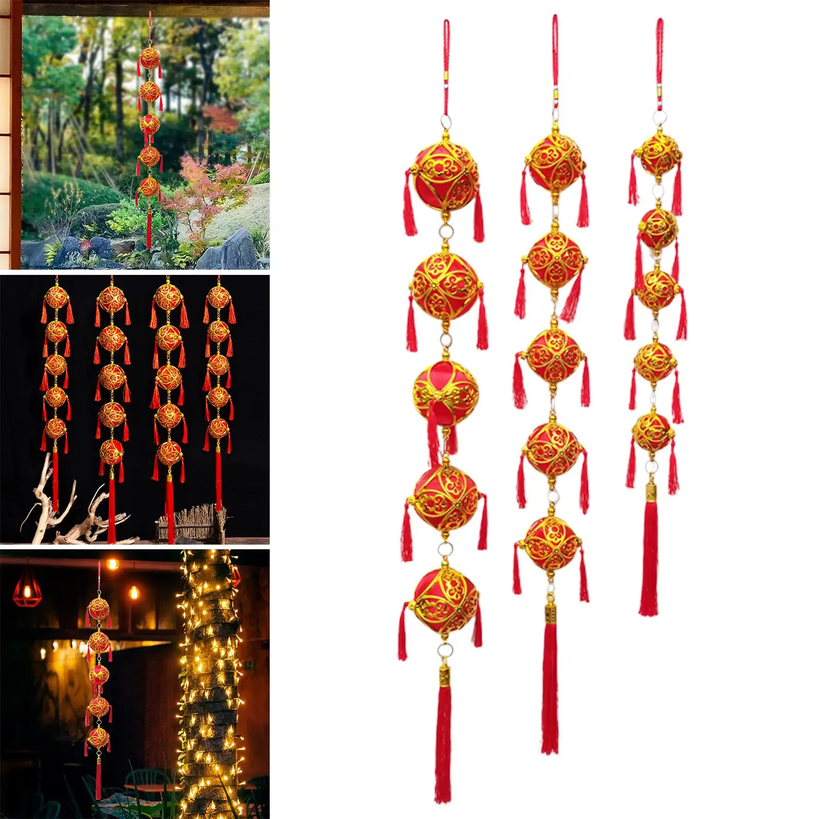 Китайский Счастливый Красный Фонарь Лунный Новый Год Китайский Весенний Фестиваль Висит для Украшения Внутреннего Фестиваля Сада Изображение 3