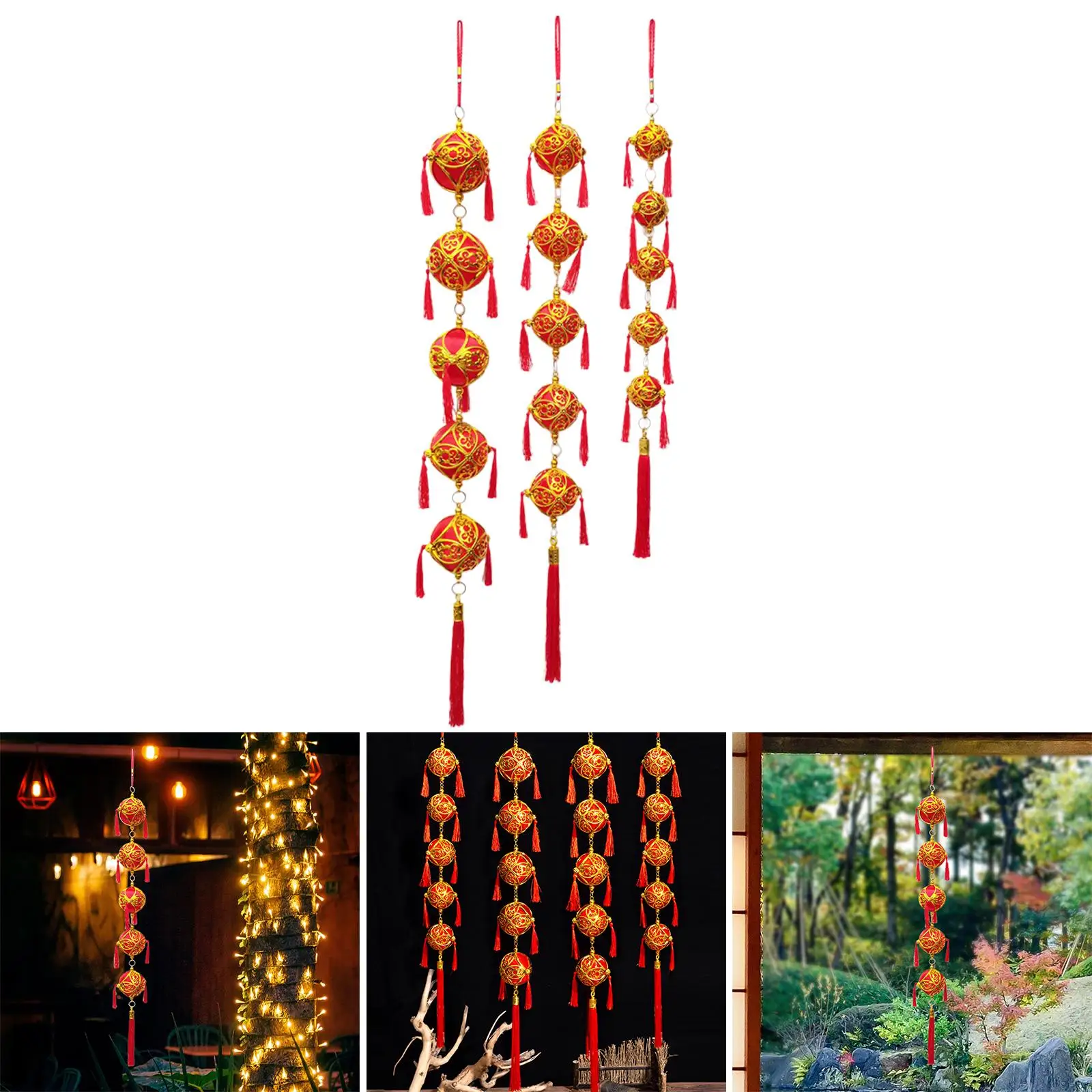 Китайский Счастливый Красный Фонарь Лунный Новый Год Китайский Весенний Фестиваль Висит для Украшения Внутреннего Фестиваля Сада Изображение 4