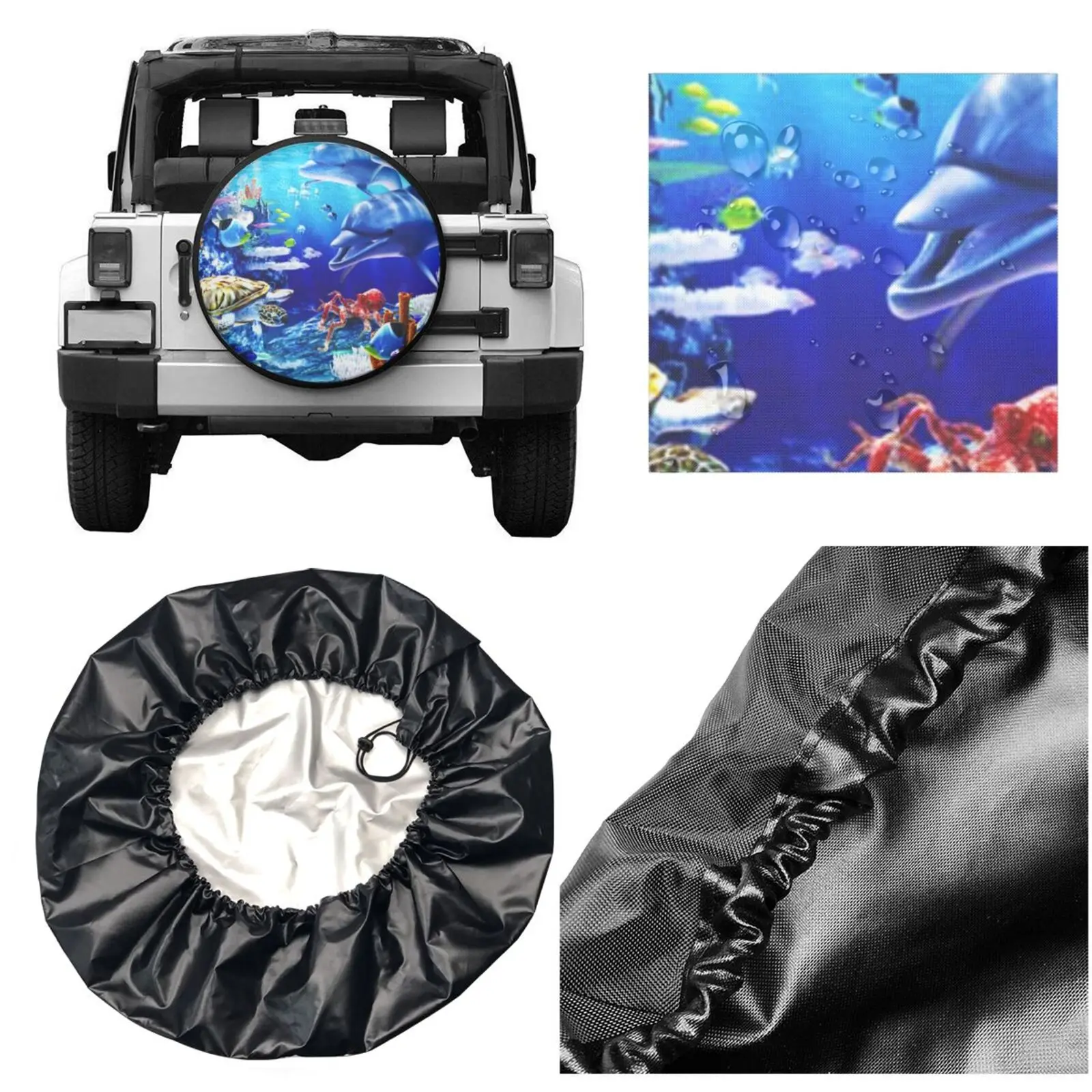Крышка Запасного Колеса 3D Ocean World Водонепроницаемая Пылезащитная Крышка Шины Sun Wheel Для, Прицепа, Внедорожника Anime Tire Cover Изображение 4