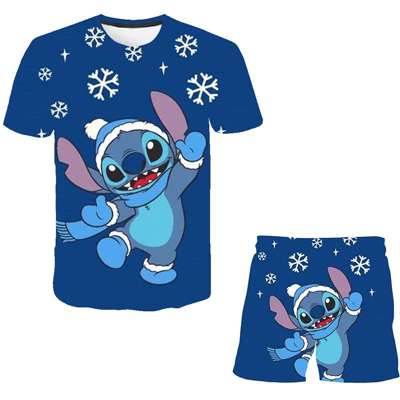 Летняя одежда для девочек-малышей Disney Stitch Одежда из 2 предметов, детская одежда для девочек, спортивный костюм, костюм для девочек, детская одежда Изображение 5